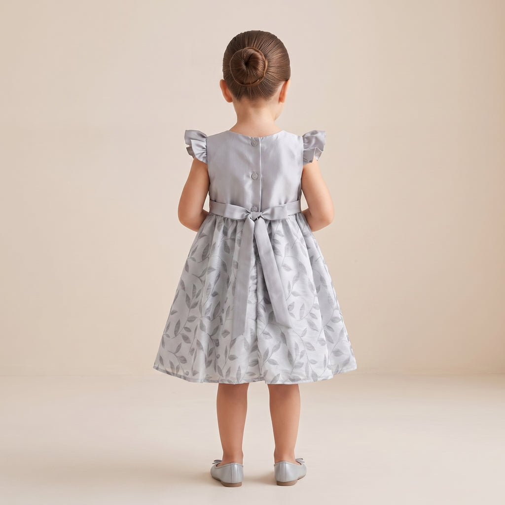 Vestido satinado floreado con moño •  1 a 3 años  • Elena 3