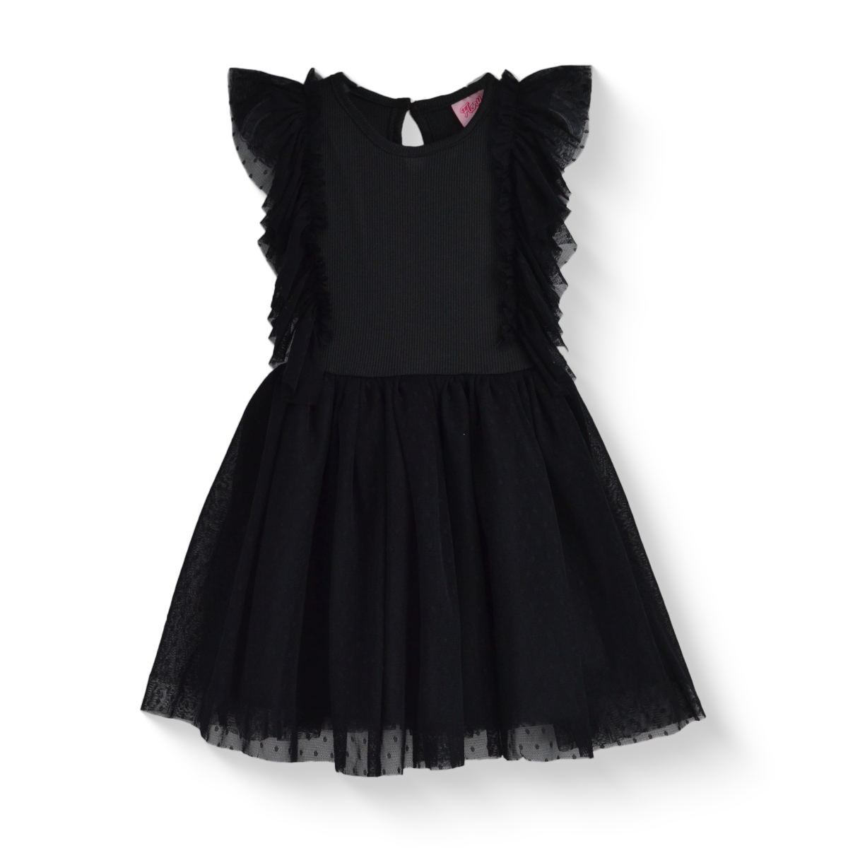 Vestido con olanes y falda tul | VEBB0142D | tallas 1-2-3