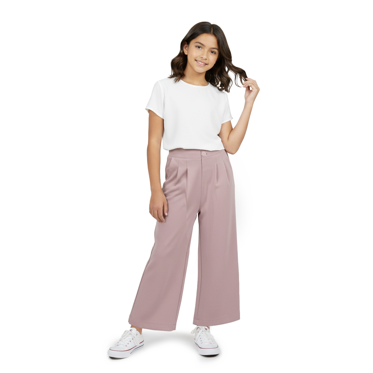 Pantalón con pinzas y botón forrado para Niña Flory PANI0009