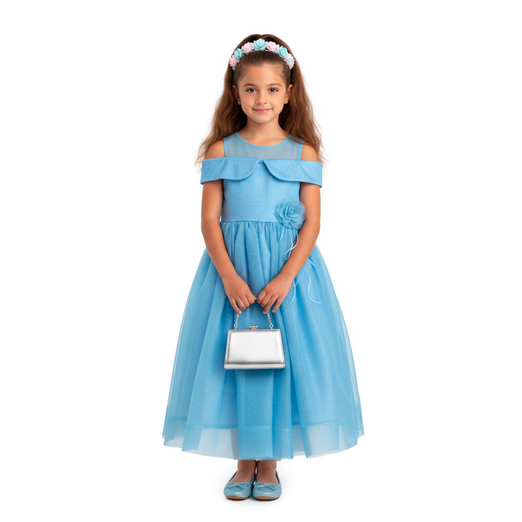 Ves de Gala con tul con brillos elegante | VENI0201 | tallas xch-ch-m-gr-xg