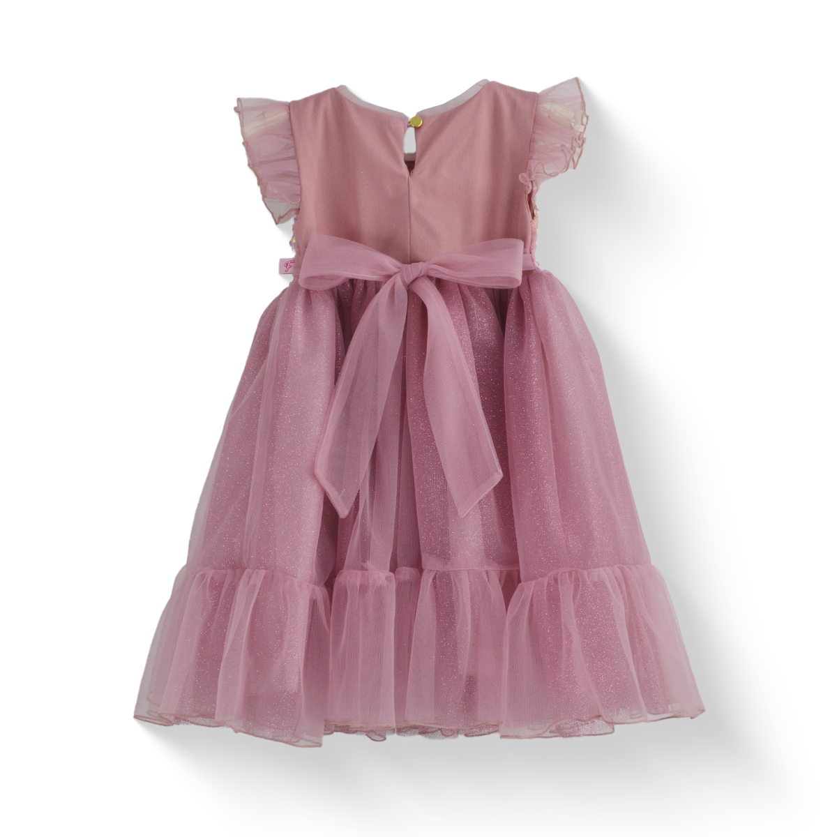 Vestido de lentejuelas con olanes y moño en cintura | VEBB0137 | tallas 1-2-3