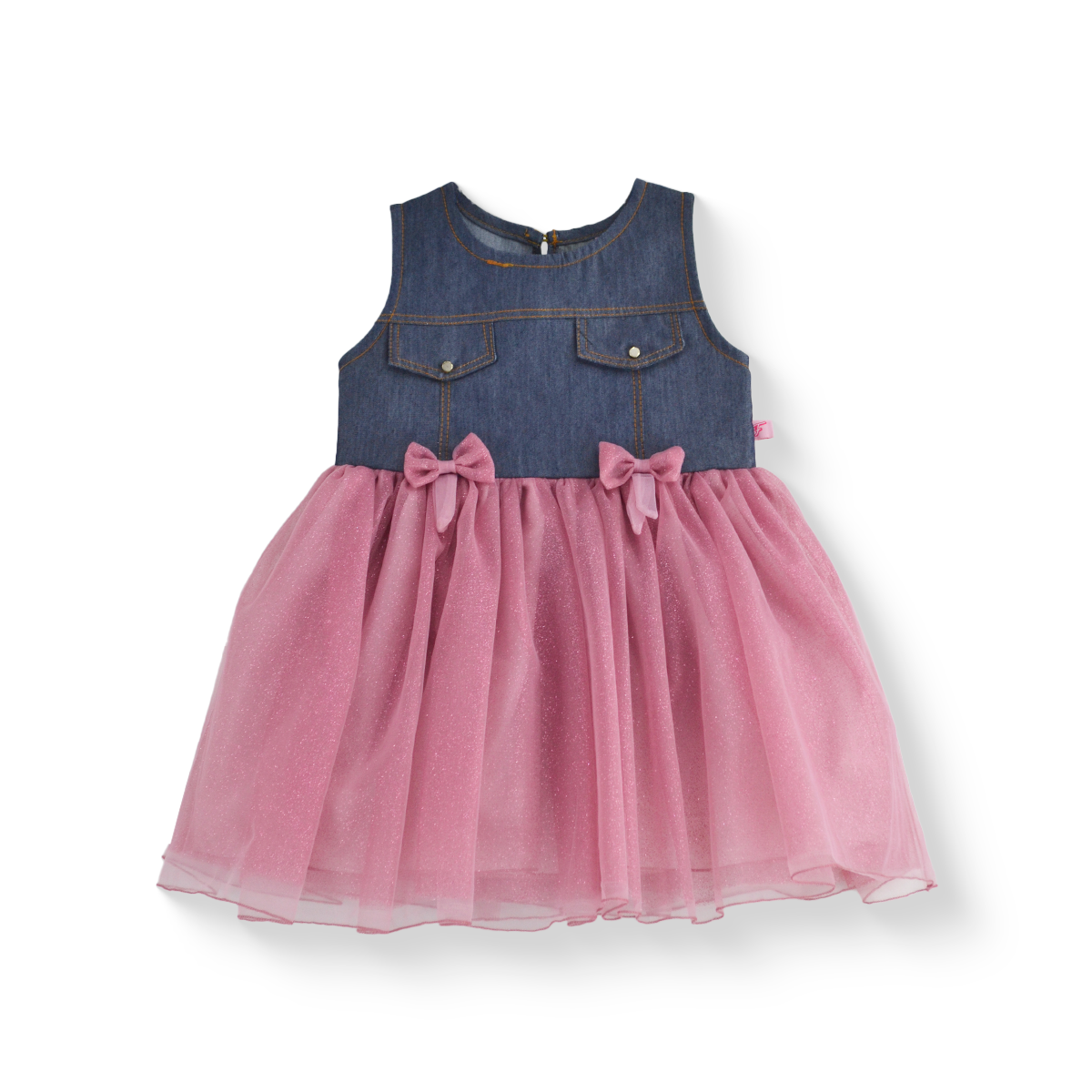 Vestido de mezclilla con carteras y tul • 1 a 3 años • Saori 3