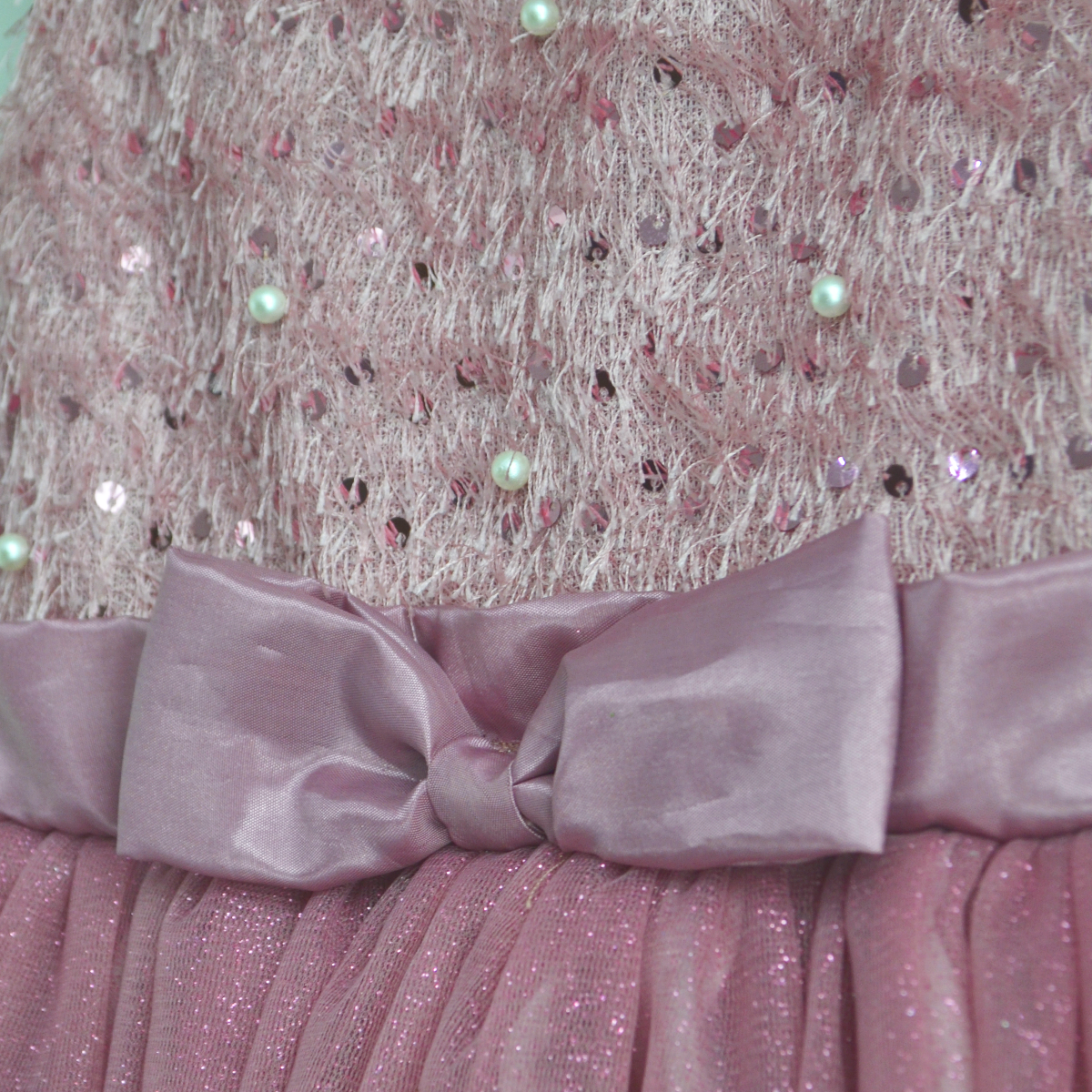 Vestido largo de lentejuelas con perlas para Niña Flory VENI0195