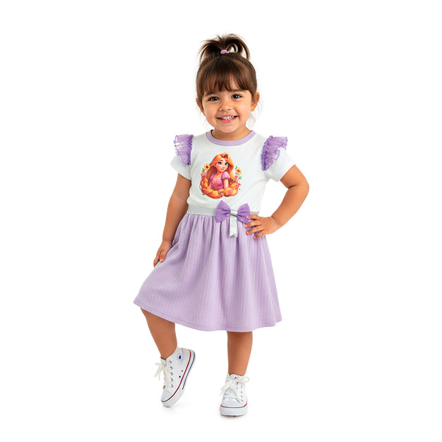 Vestido casual con personaje de princesa de cabello largo • NANI 8 • tallas 1-2-3  • VEBB0132P01