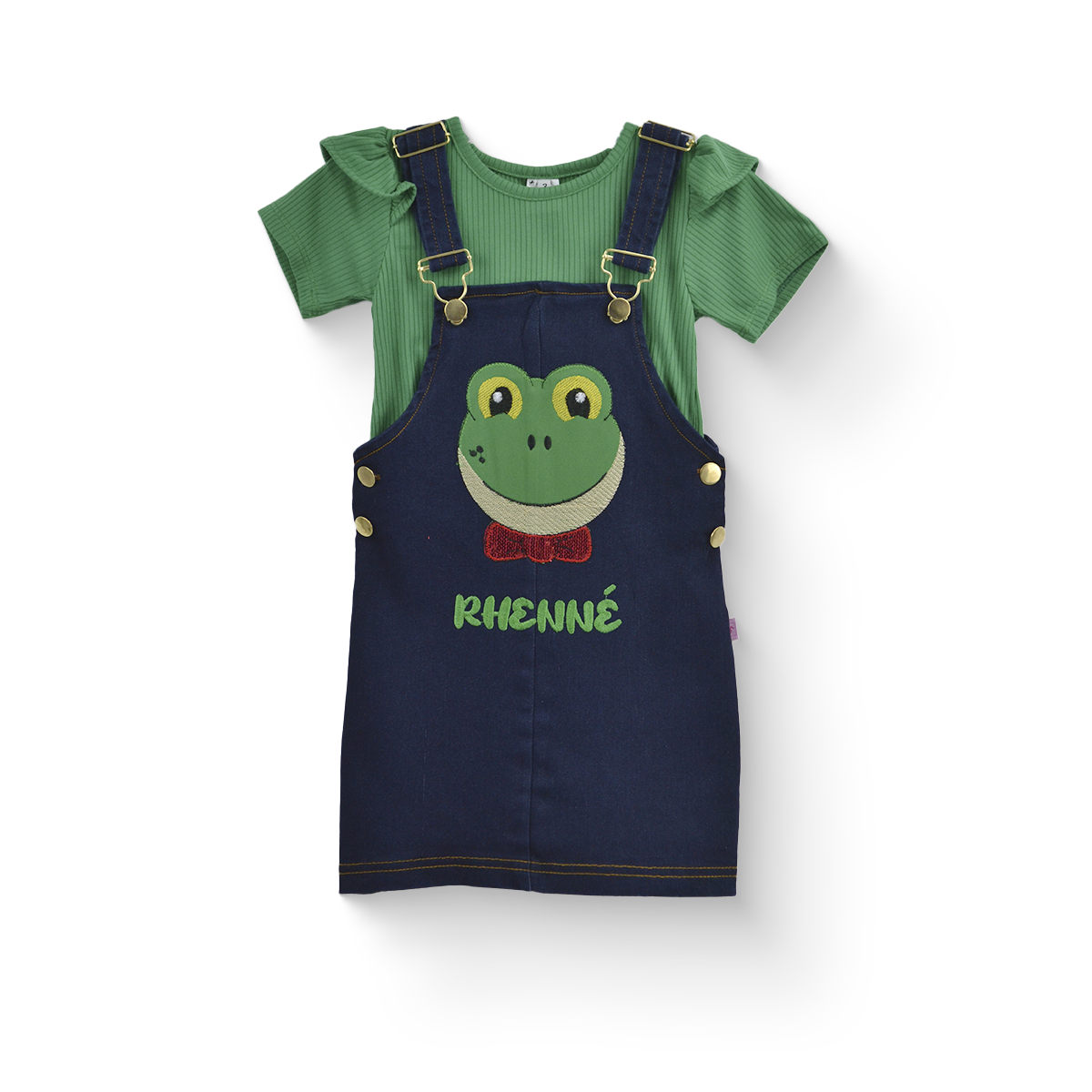 Jumper de mezclilla con playera y bordado de Ranita niña Bebé KIDUS JUBB0002P02
