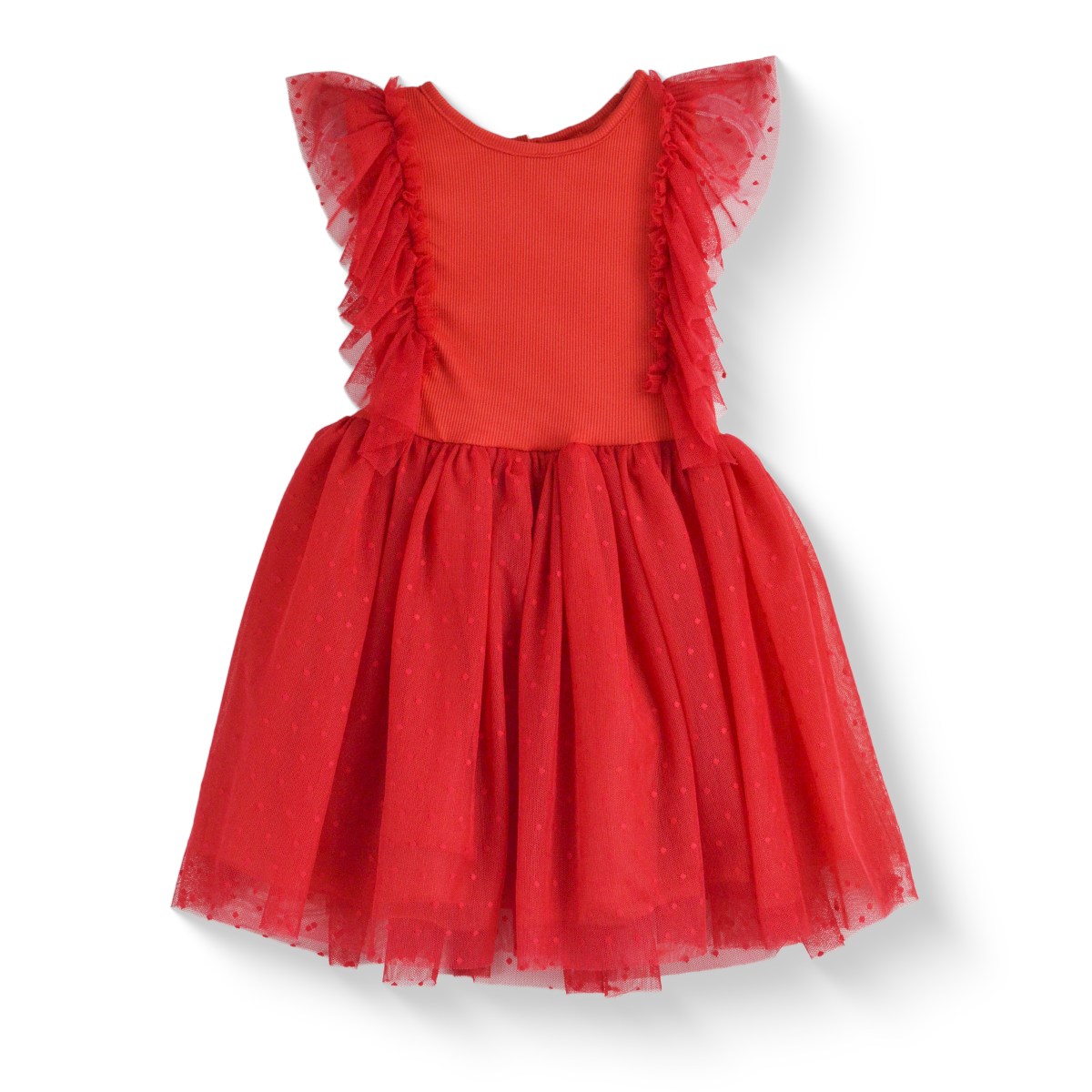 Vestido con olanes y falda tul | VEBB0142D | tallas 1-2-3