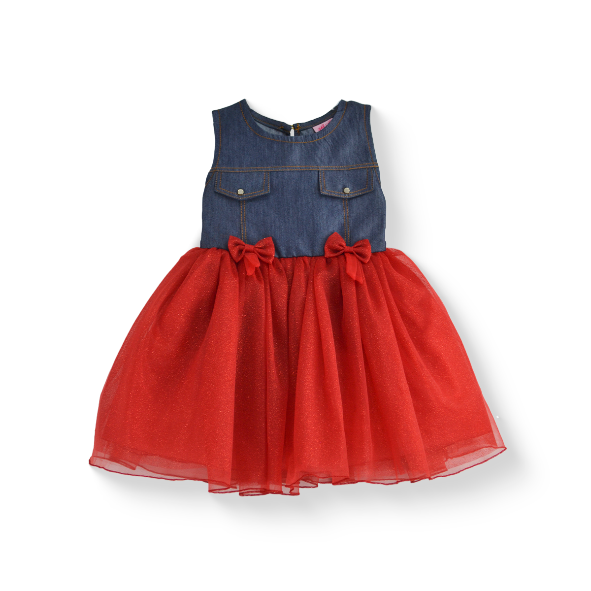 Vestido de mezclilla con carteras y tul • 1 a 3 años • Saori 3