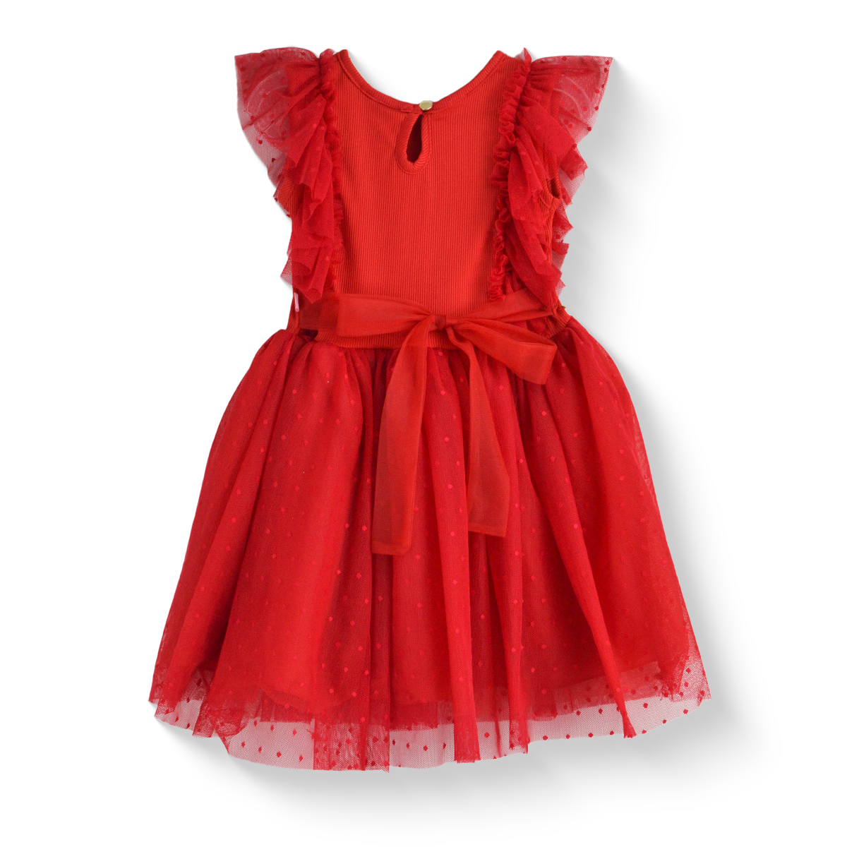 Vestido con olanes y falda tul | VEBB0142D | tallas 1-2-3