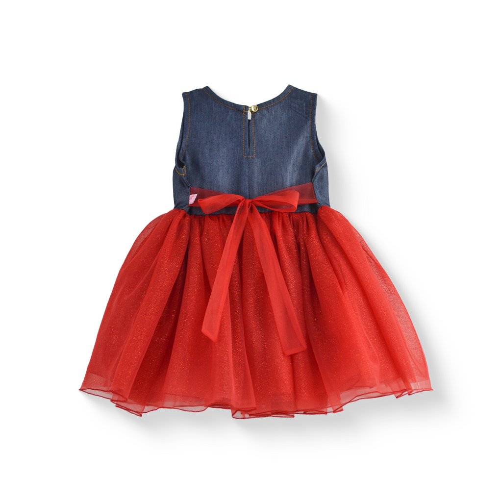 Vestido de mezclilla con carteras y tul • 1 a 3 años • Saori 3