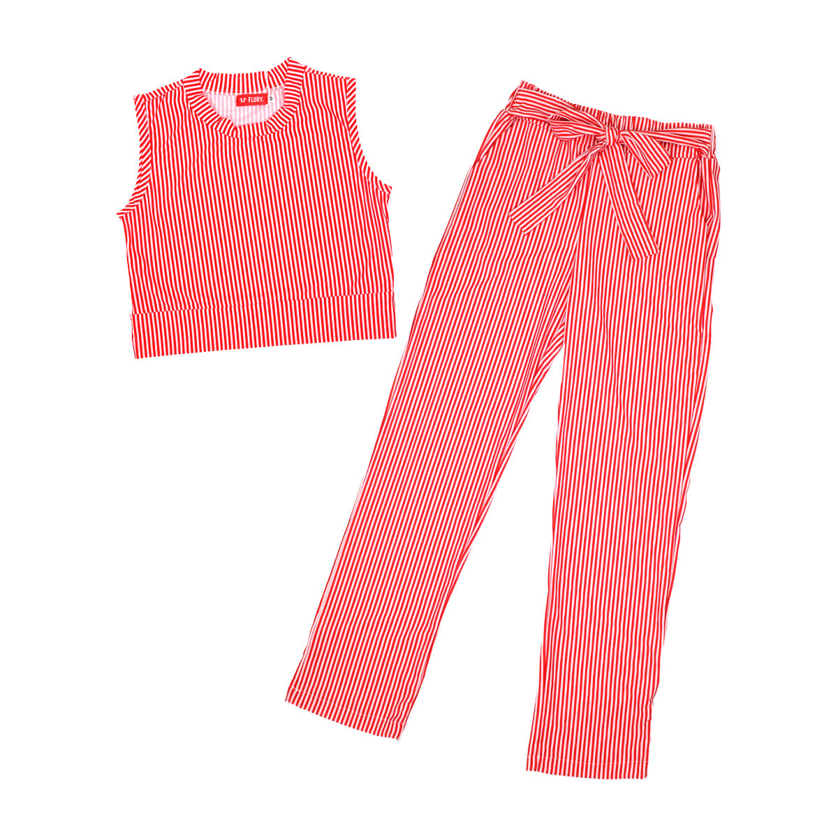 Conjunto blusa pantalón estampado de rayas juvenil FLORY COJU0001