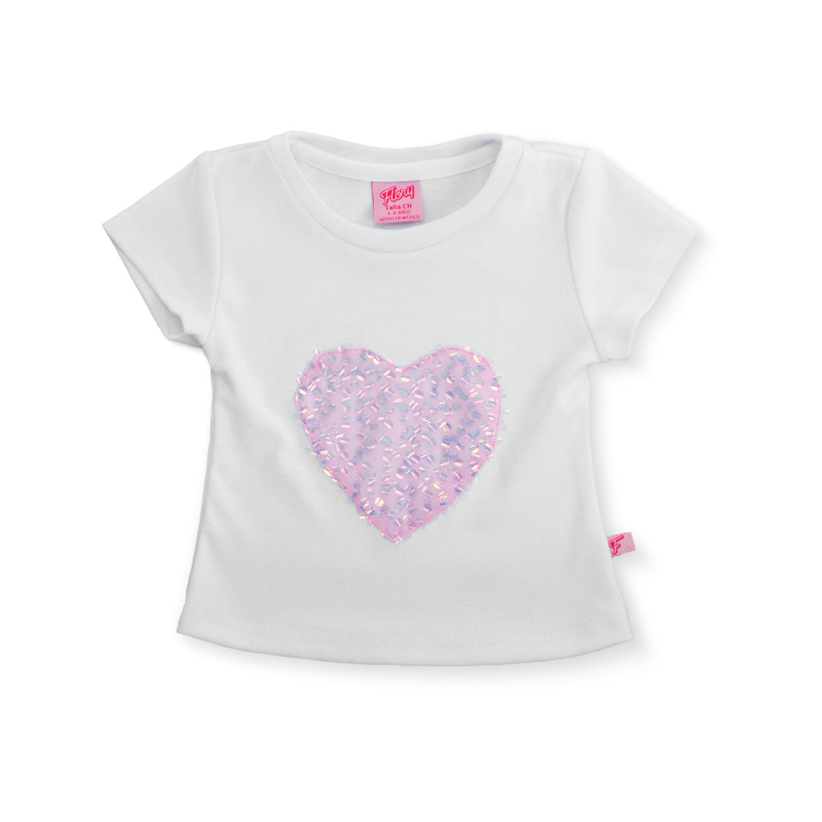 Playera básica con corazón para niña FLORY PLNI0001