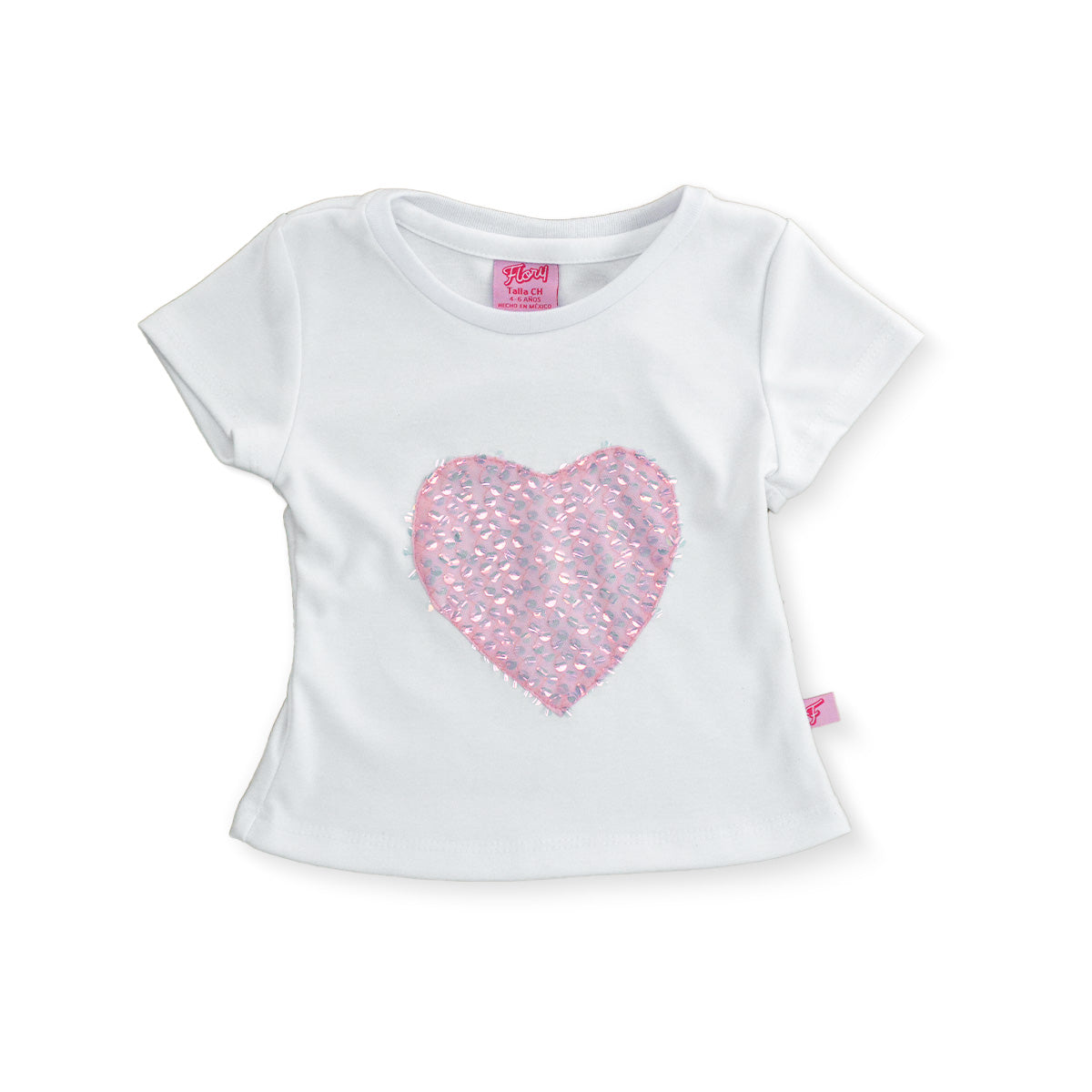 Playera básica con corazón para niña FLORY PLNI0001