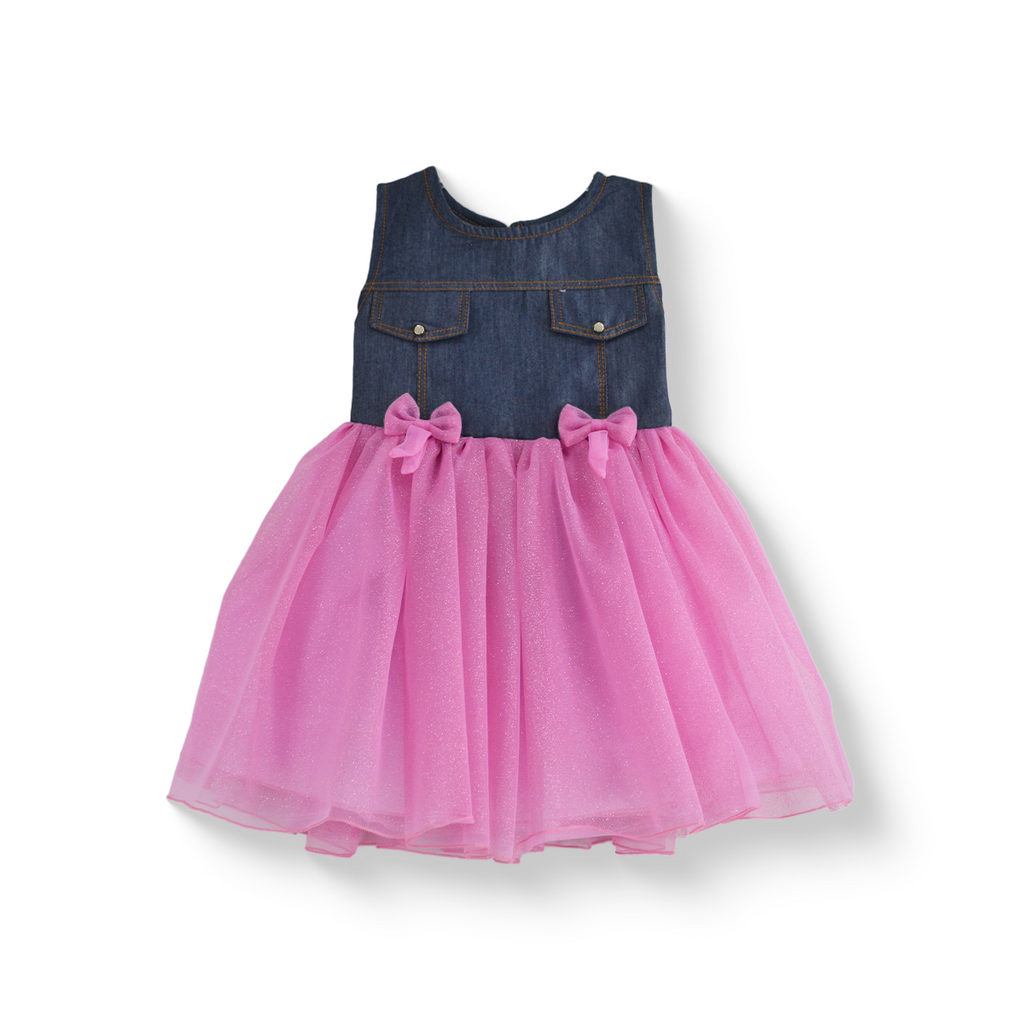 Vestido de mezclilla con carteras y tul • 1 a 3 años • Saori 3