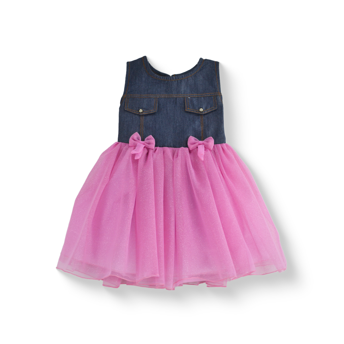 Vestido de mezclilla con carteras y tul • 1 a 3 años • Saori 3