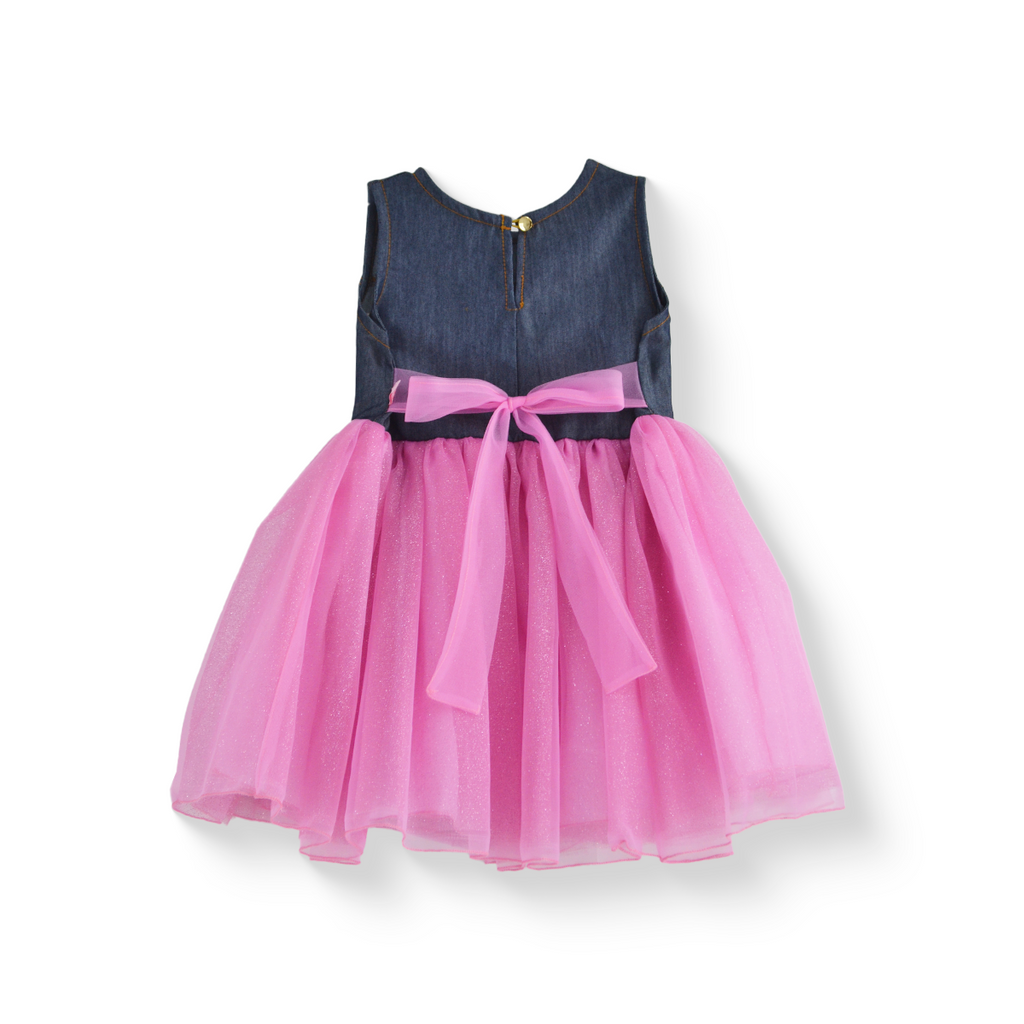 Vestido de mezclilla con carteras y tul • 1 a 3 años • Saori 3