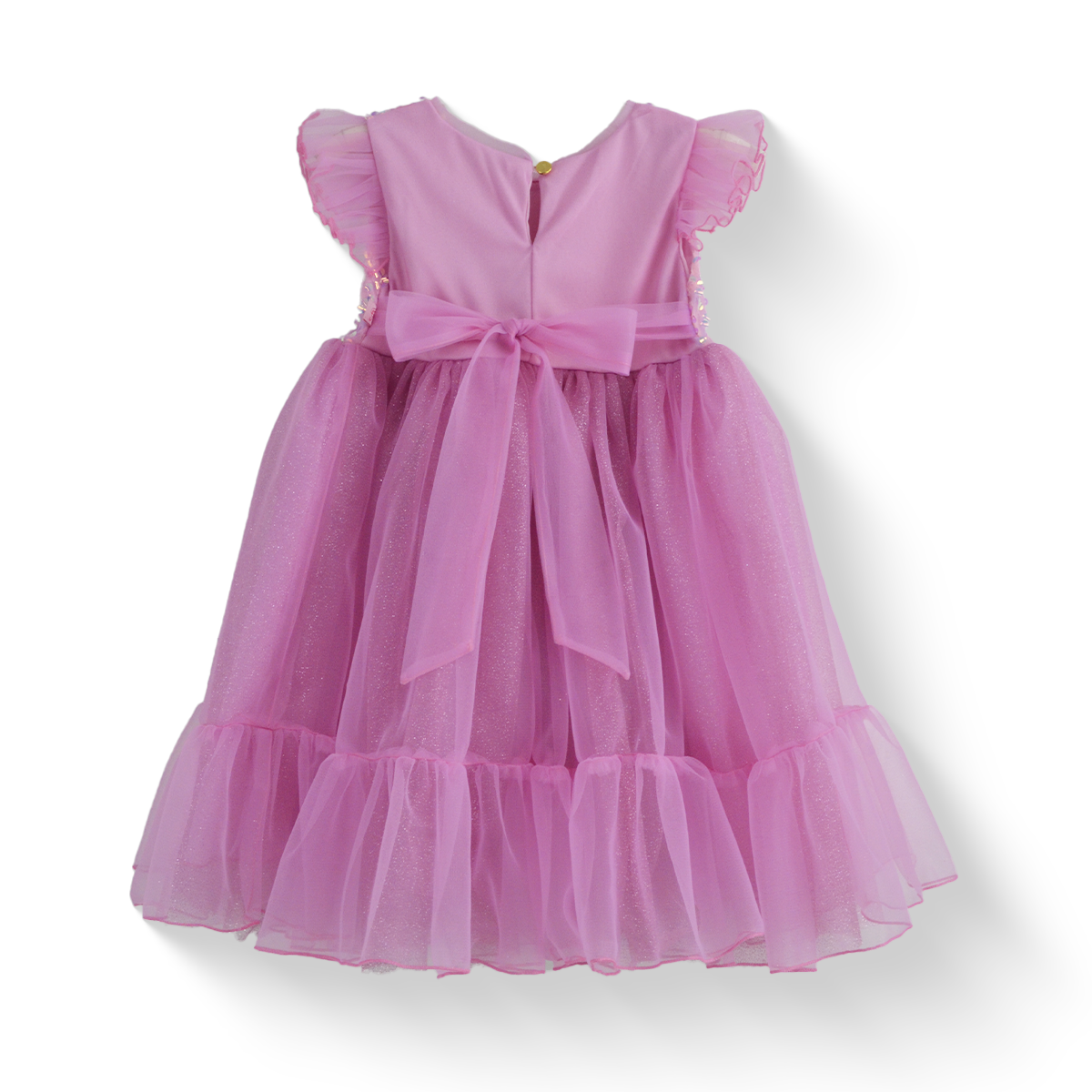 Vestido de lentejuelas con olanes y moño en cintura | VEBB0137 | tallas 1-2-3