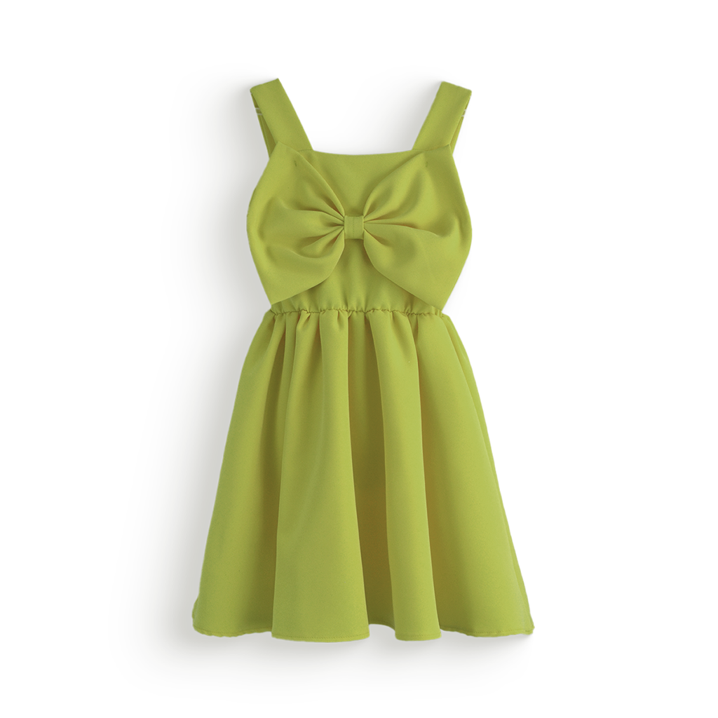 Vestido infantil elegante con falda circular y moño | VENI0152 | tallas ch-m-gr