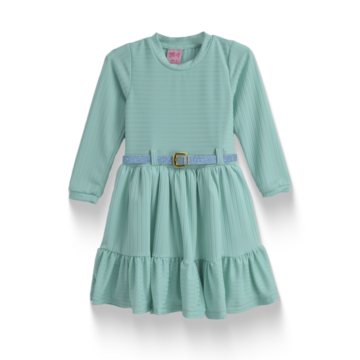 Vestido a rayas con cinturón Bebé Flory VEBB0131