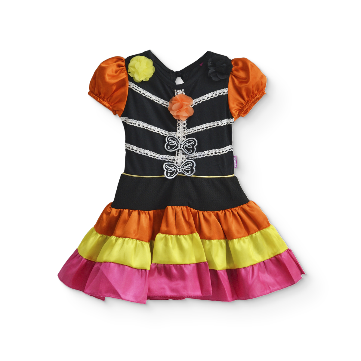 Vestido de Catrina con olanes Multicolor Bebé Flory VEBB0130