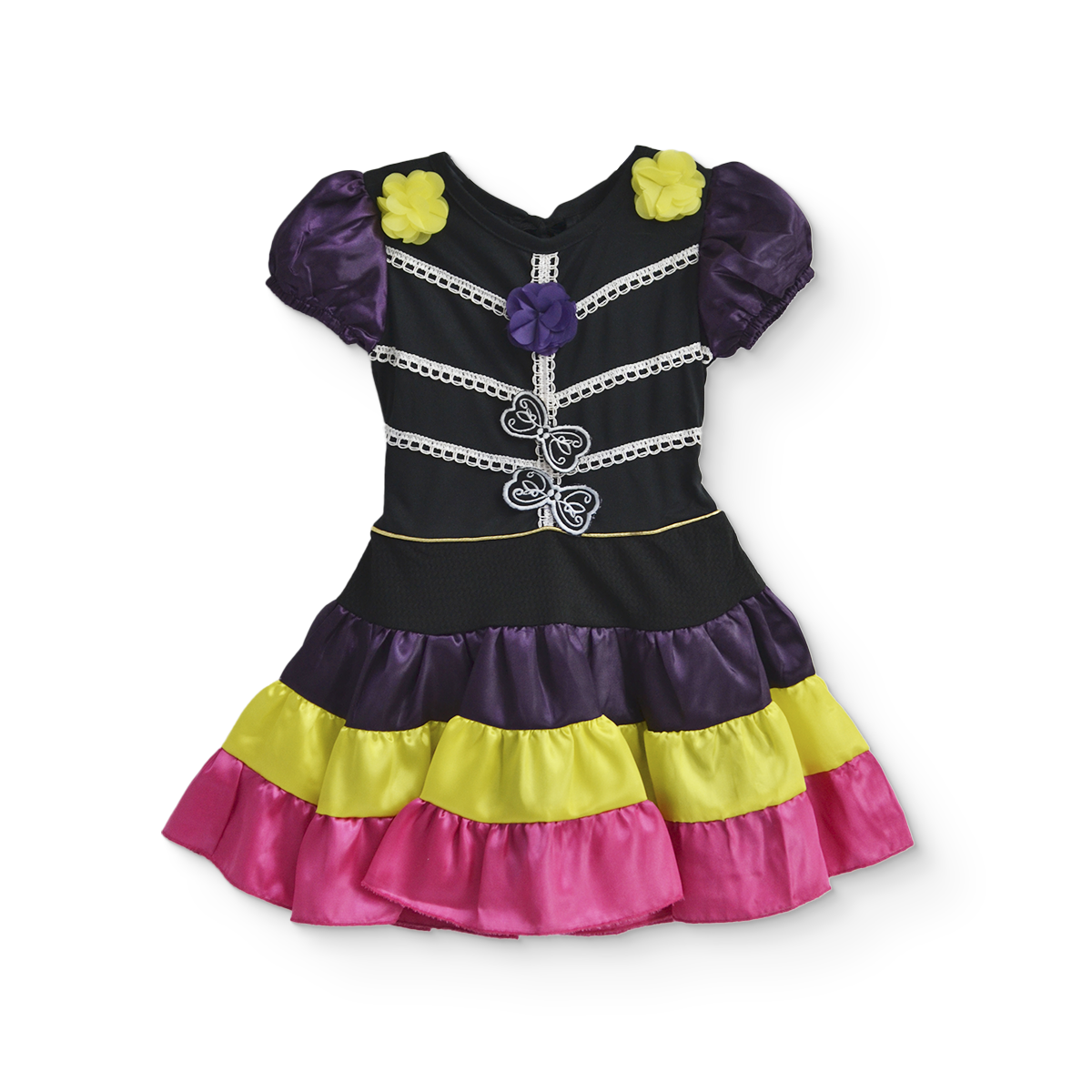 Vestido de Catrina con olanes Multicolor Bebé Flory VEBB0130