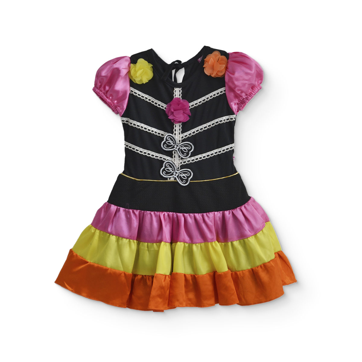 Vestido de Catrina con olanes Multicolor Bebé Flory VEBB0130